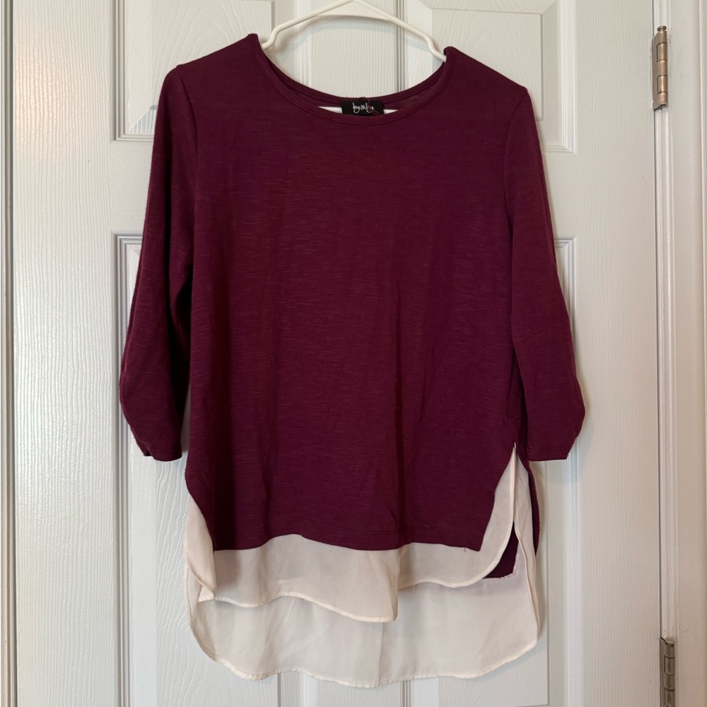 Maroon and Cream Layered Blouse